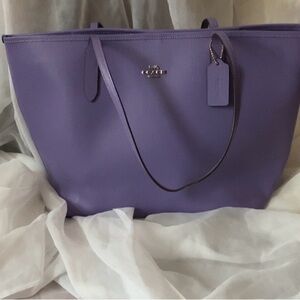 Coach Purple Leather City Tote Bag